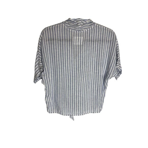 NWT Rails June Top Blue White Vertical Stripe Linen Blend Blouse-sz XS - Picture 4 of 8